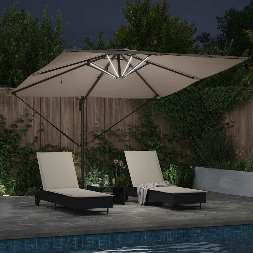 vidaXL Parasol plażowy Ze LED Lights Ciemnoszary 286 x 284 x 270 cm