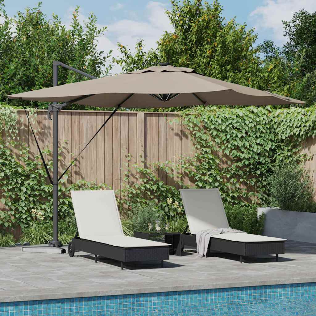 vidaXL Parasol plażowy Ze LED Lights Ciemnoszary 286 x 284 x 270 cm