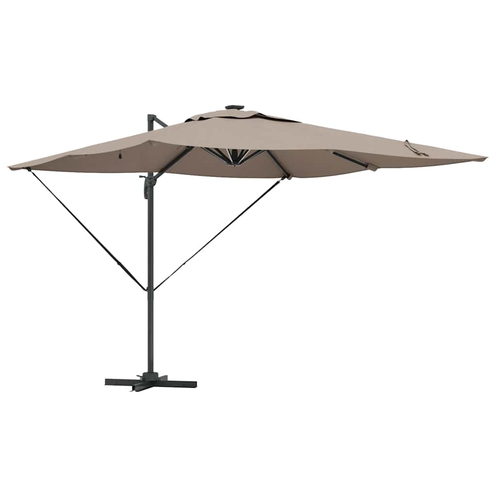 vidaXL Parasol plażowy Ze LED Lights Ciemnoszary 286 x 284 x 270 cm