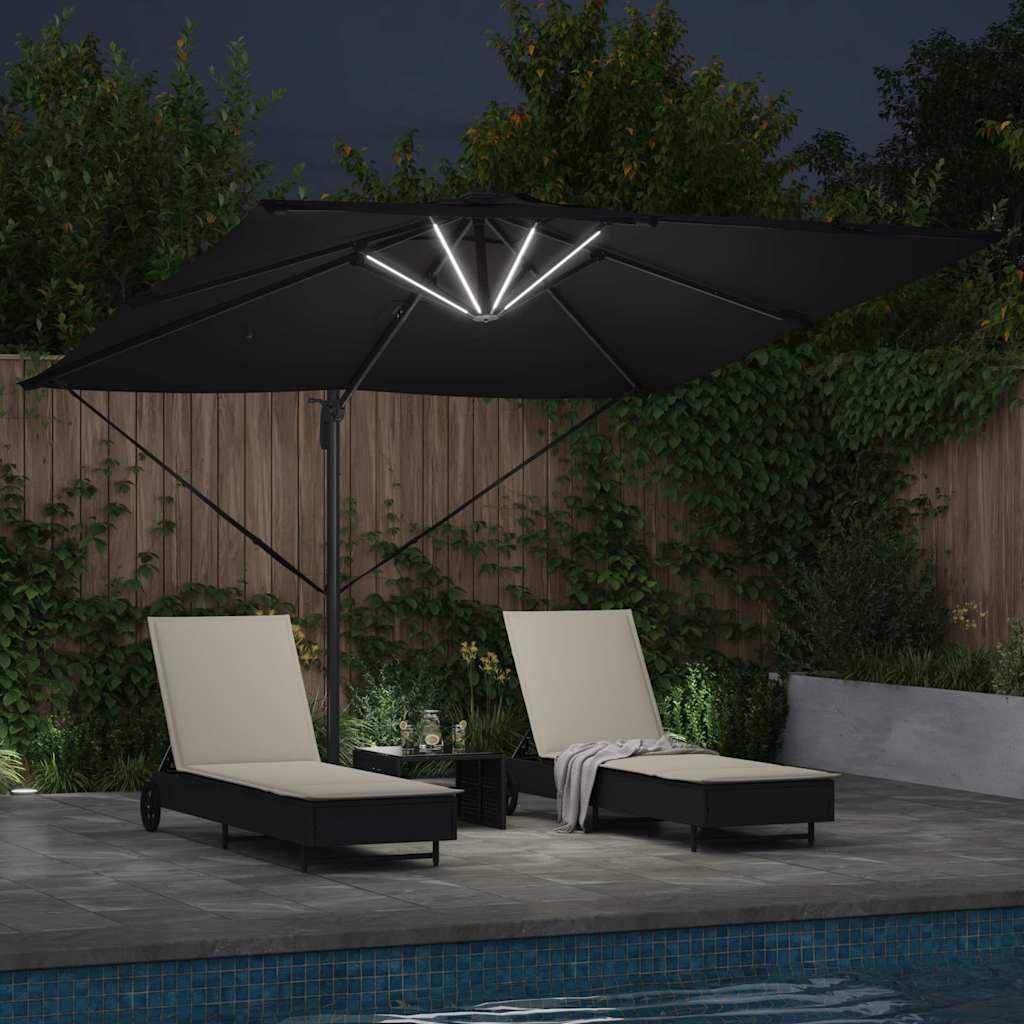vidaXL Parasol plażowy Czarny 286 x 284 x 270 cm Aluminium i Poliester