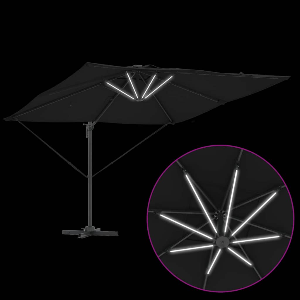 vidaXL Parasol plażowy Czarny 286 x 284 x 270 cm Aluminium i Poliester