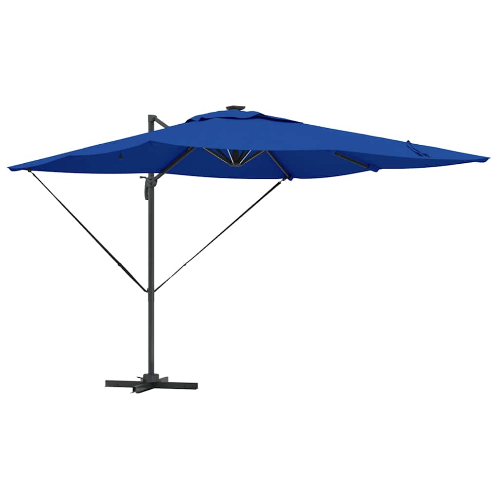 vidaXL Parasol plażowy Ze LED Lights Niebieski Azur 286 x 284 x 270 cm