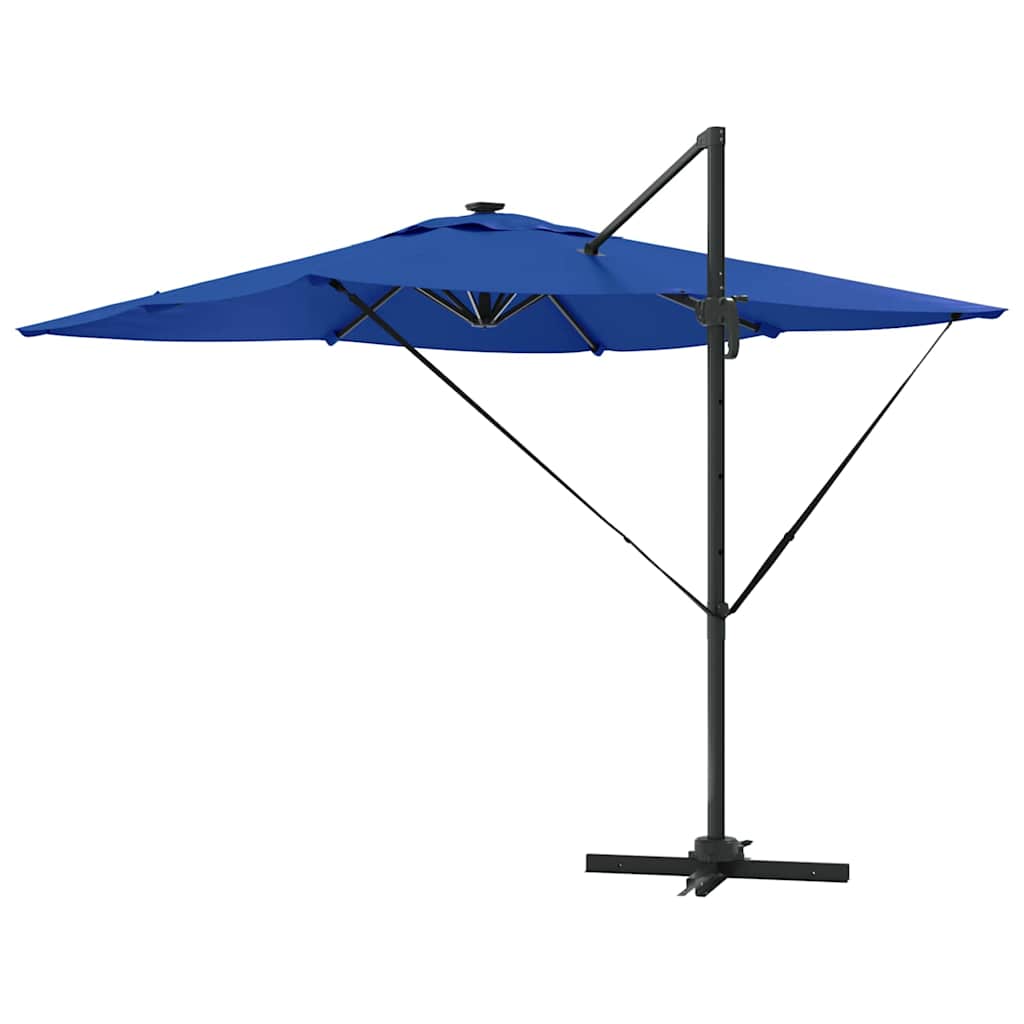 vidaXL Parasol plażowy Ze LED Lights Niebieski Azur 286 x 284 x 270 cm