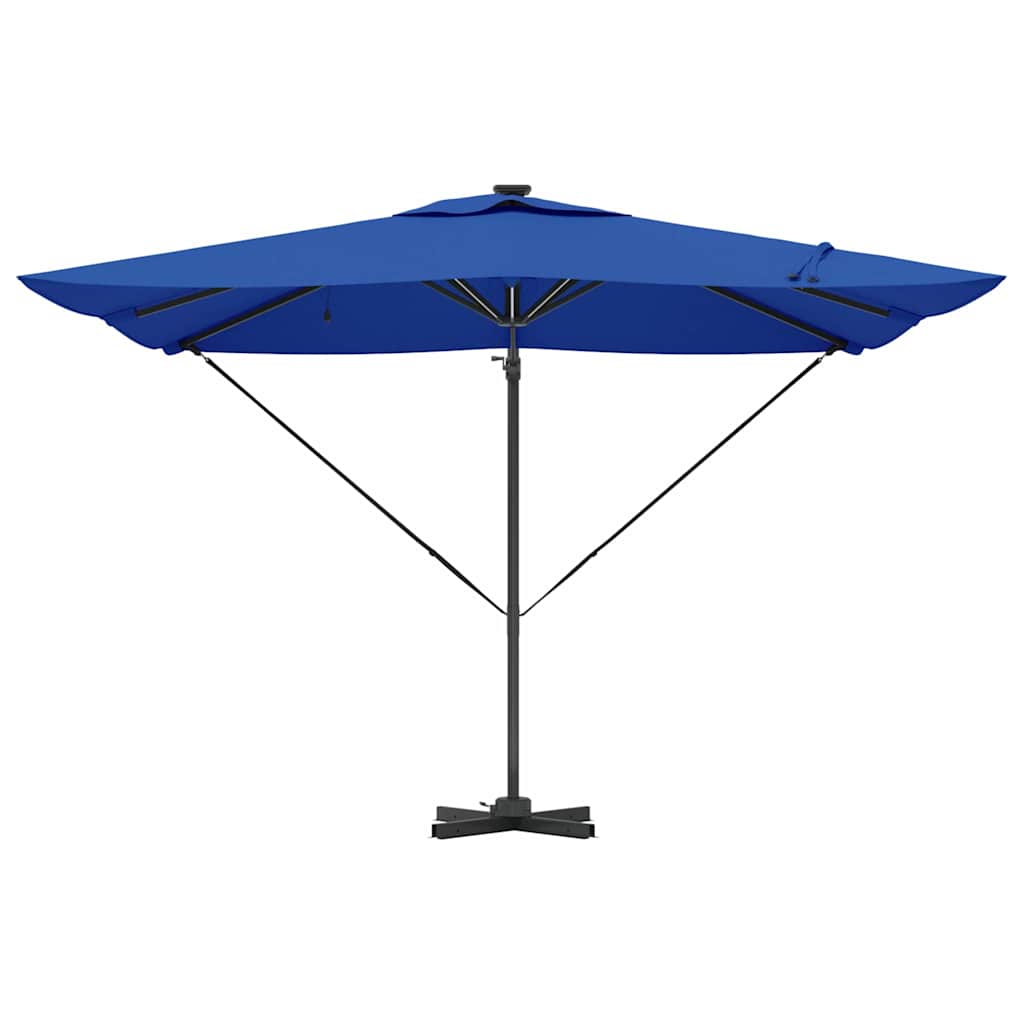 vidaXL Parasol plażowy Ze LED Lights Niebieski Azur 286 x 284 x 270 cm