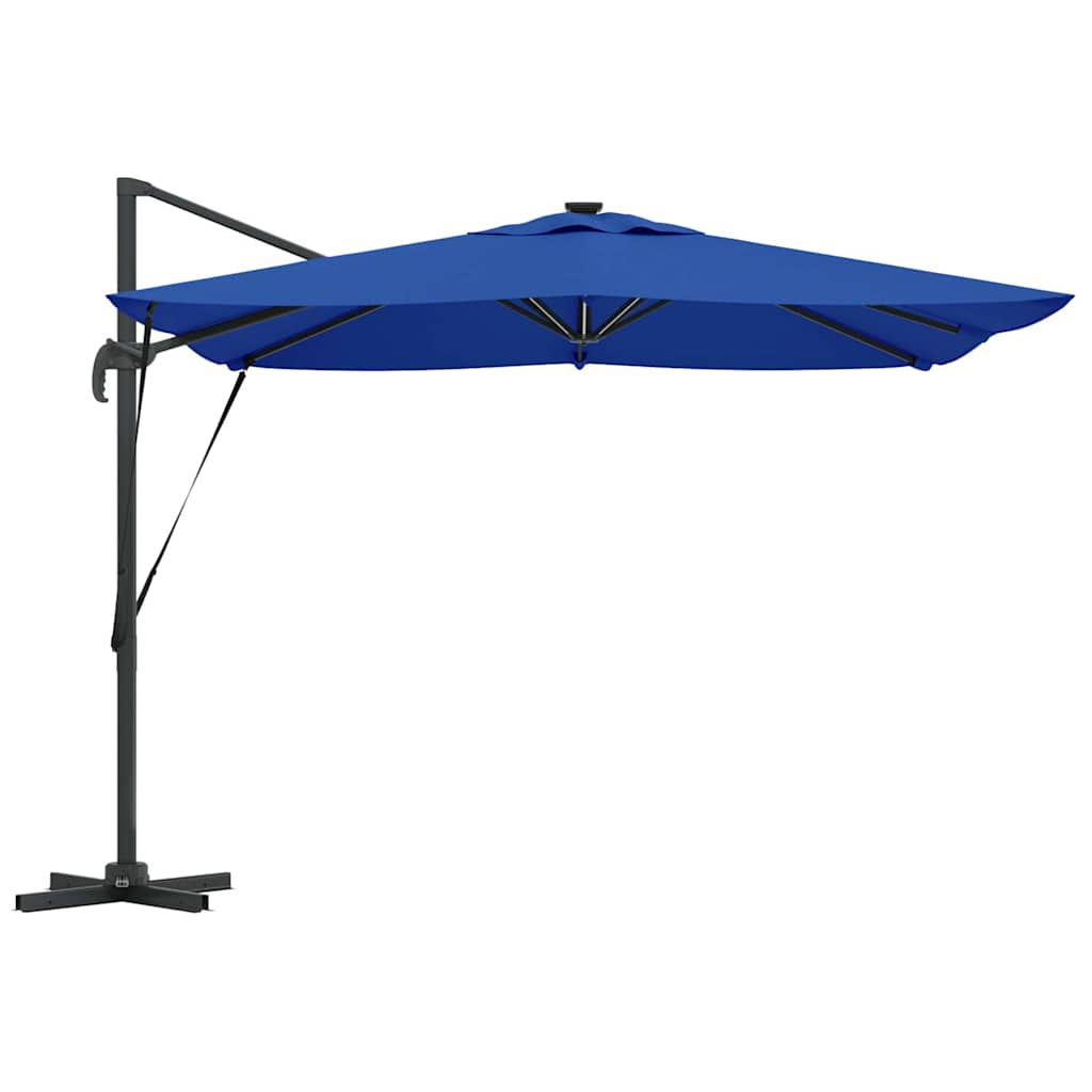 vidaXL Parasol plażowy Ze LED Lights Niebieski Azur 286 x 284 x 270 cm