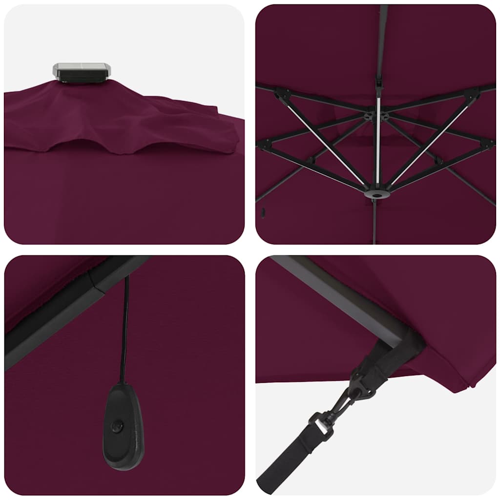 vidaXL Parasol plażowy Bordeaux Czerwony 286 x 284 x 270 cm