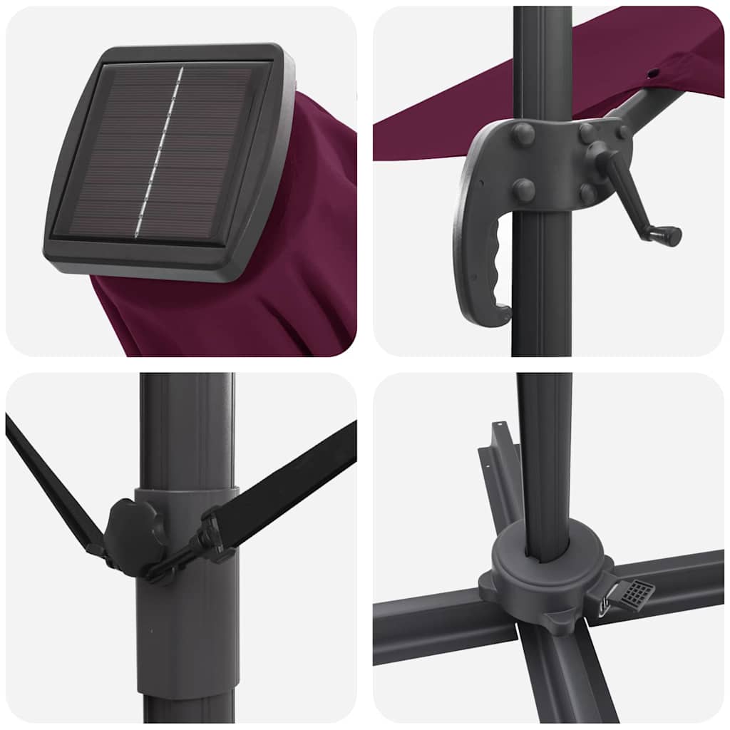 vidaXL Parasol plażowy Bordeaux Czerwony 286 x 284 x 270 cm