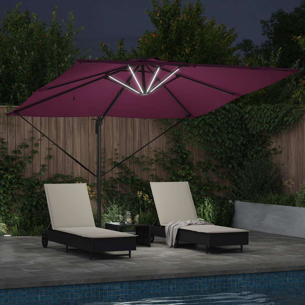 vidaXL Parasol plażowy Bordeaux Czerwony 286 x 284 x 270 cm