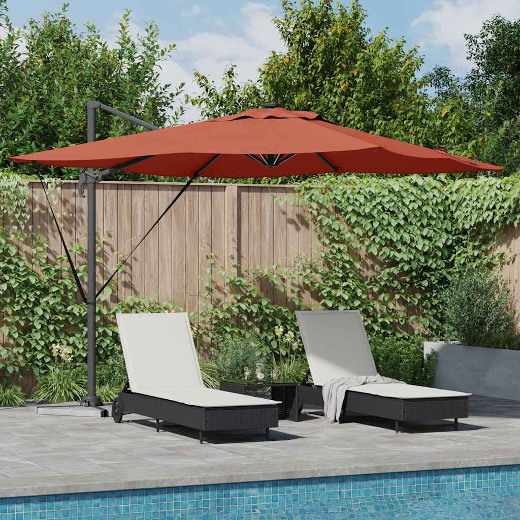 vidaXL Parasol plażowy Ze LED Lights terakota 286 x 284 x 270 cm