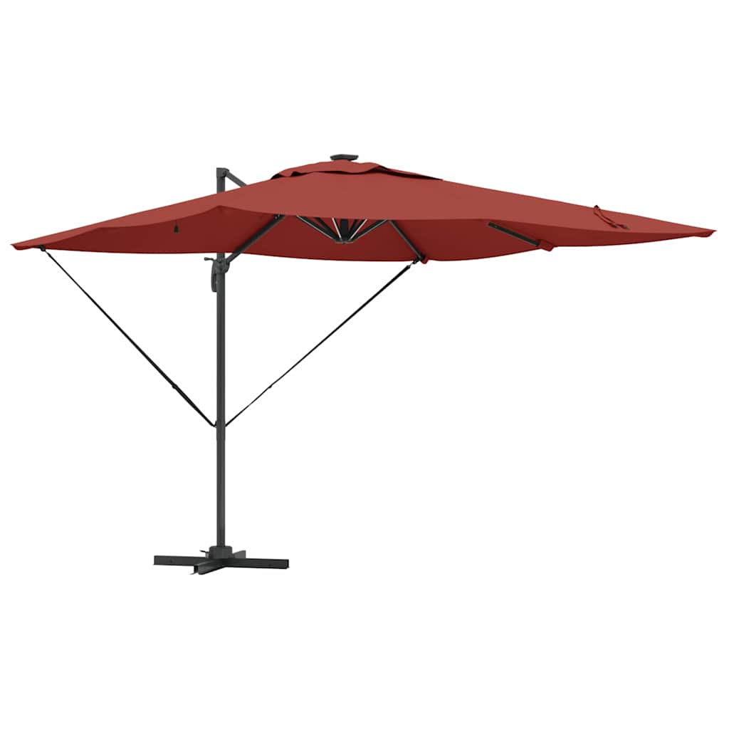 vidaXL Parasol plażowy Ze LED Lights terakota 286 x 284 x 270 cm