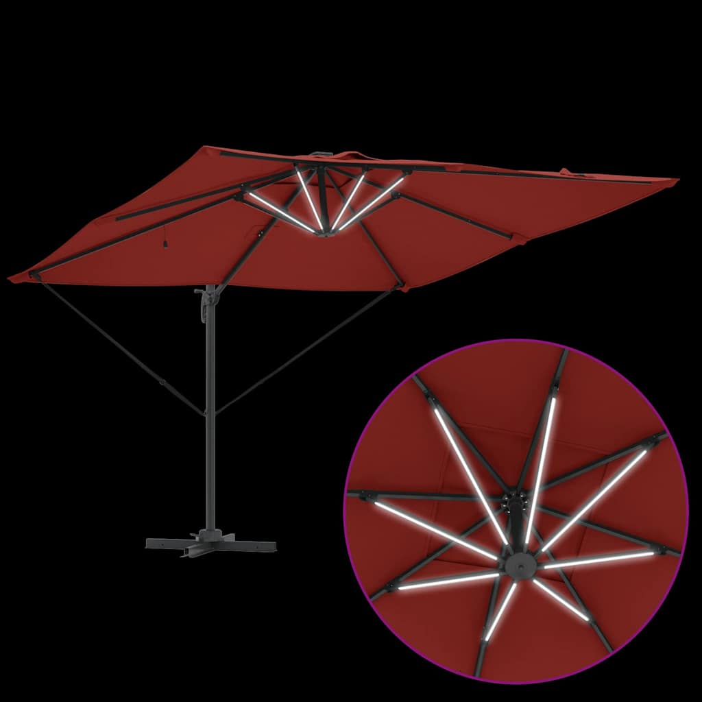 vidaXL Parasol plażowy Ze LED Lights terakota 286 x 284 x 270 cm