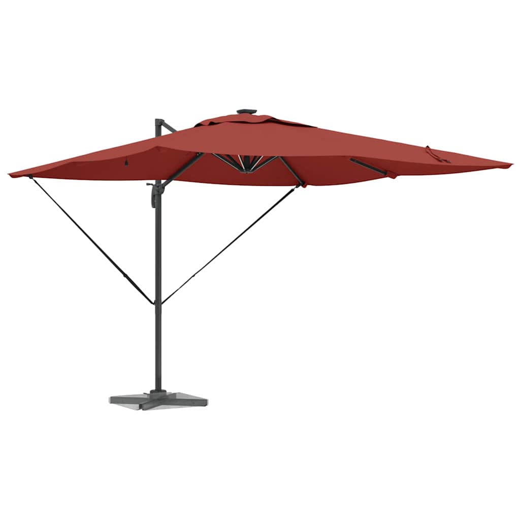 vidaXL Parasol plażowy Ze LED Lights terakota 286 x 284 x 270 cm