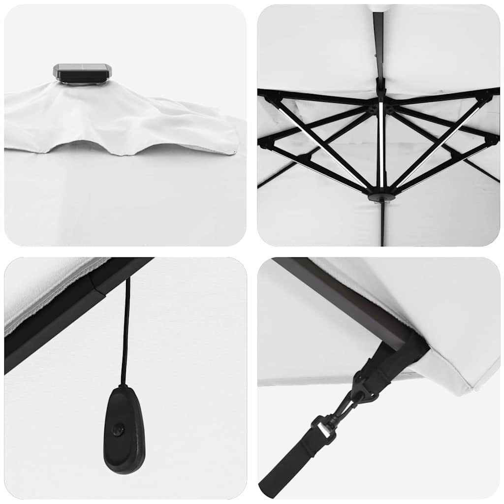 vidaXL Parasol plażowy Ze LED Lights piaskowy 352 x 251 x 265 cm