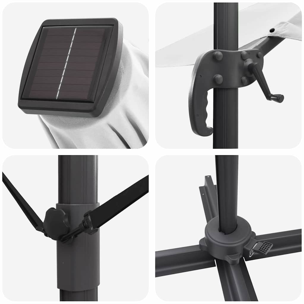 vidaXL Parasol plażowy Ze LED Lights piaskowy 352 x 251 x 265 cm
