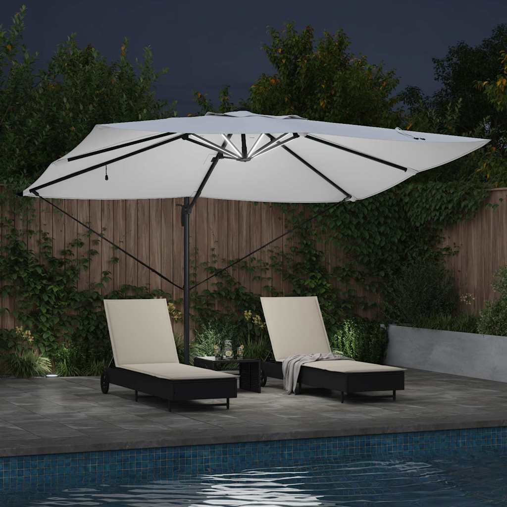 vidaXL Parasol plażowy Ze LED Lights piaskowy 352 x 251 x 265 cm