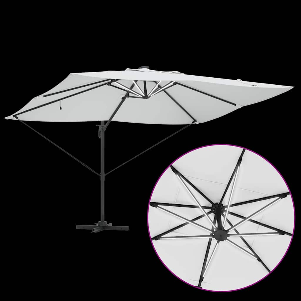 vidaXL Parasol plażowy Ze LED Lights piaskowy 352 x 251 x 265 cm