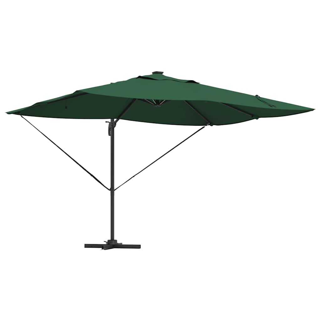 vidaXL Parasol plażowy Ze LED Lights Zielony 352 x 251 x 265 cm