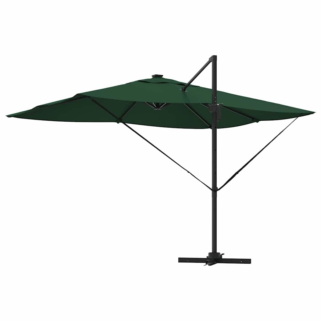 vidaXL Parasol plażowy Ze LED Lights Zielony 352 x 251 x 265 cm