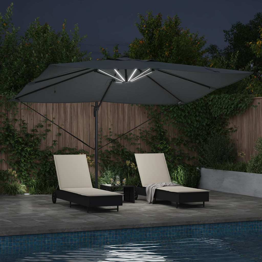 vidaXL Parasol plażowy Ze LED Lights Antracyt 352 x 251 x 265 cm