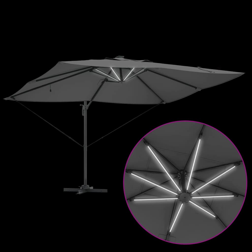 vidaXL Parasol plażowy Ze LED Lights Antracyt 352 x 251 x 265 cm