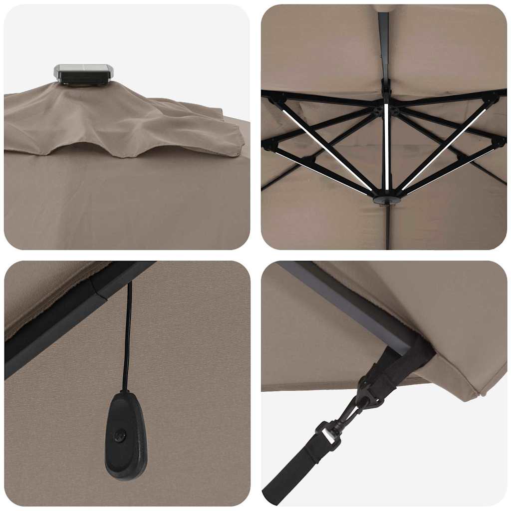 vidaXL Parasol plażowy Ze LED Lights Ciemnoszary 352 x 251 x 265 cm