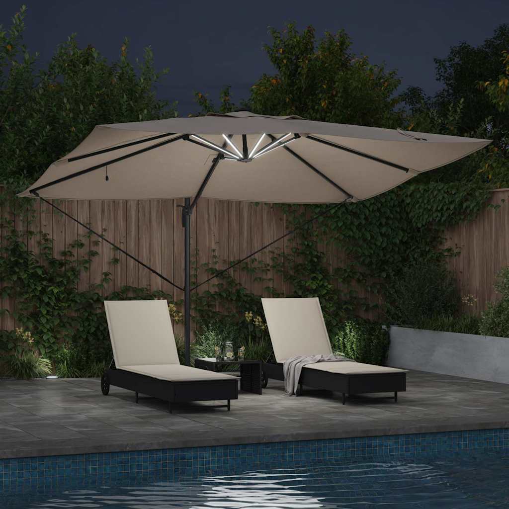 vidaXL Parasol plażowy Ze LED Lights Ciemnoszary 352 x 251 x 265 cm