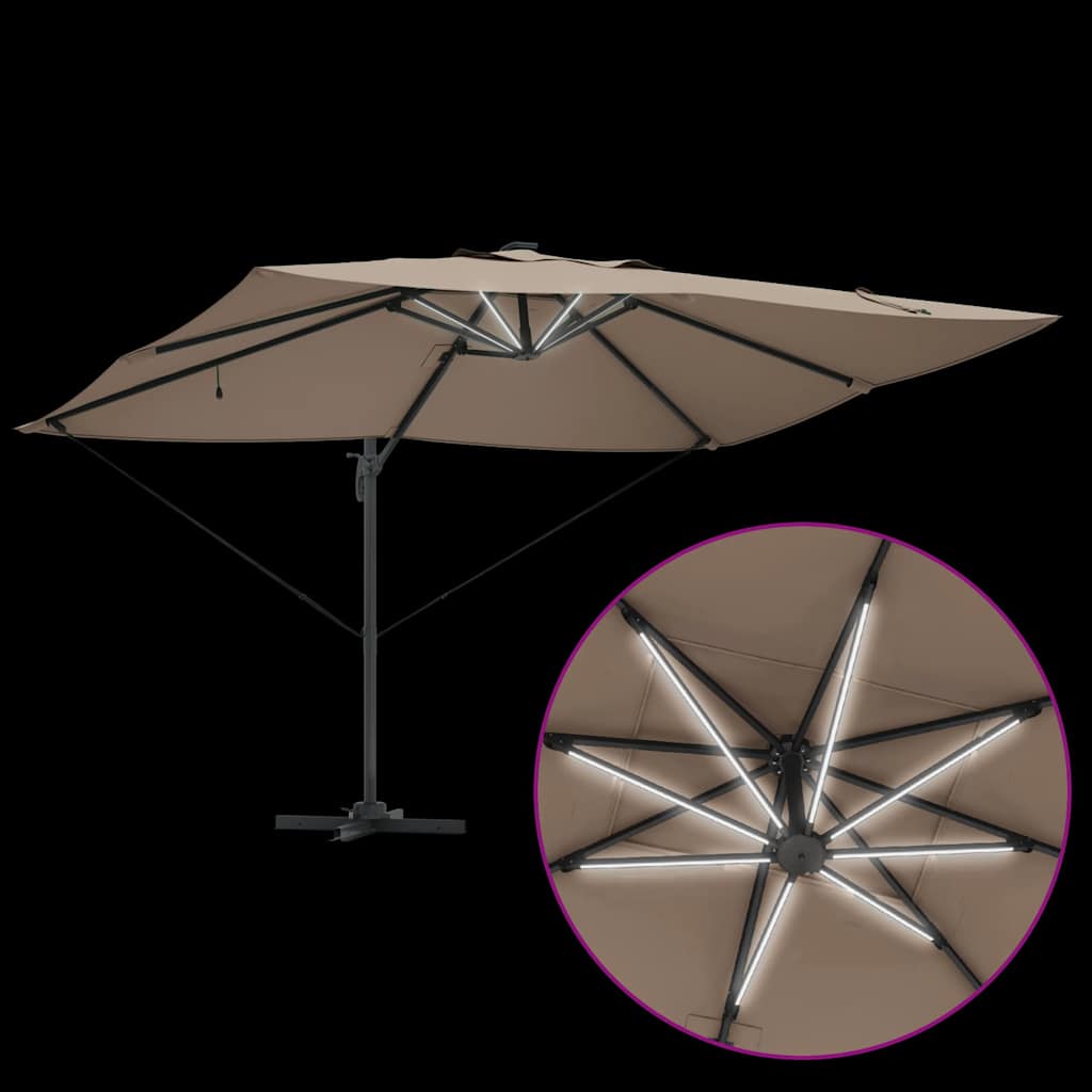 vidaXL Parasol plażowy Ze LED Lights Ciemnoszary 352 x 251 x 265 cm