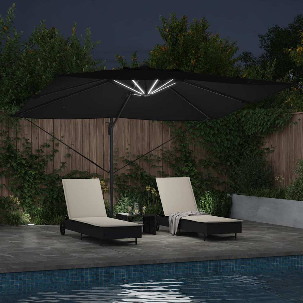 vidaXL Parasol plażowy Czarny 352 x 251 x 265 cm Poliester i aluminium
