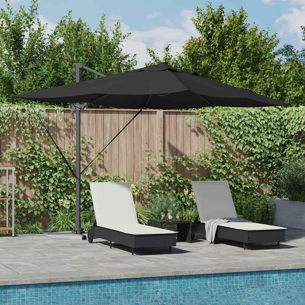 vidaXL Parasol plażowy Czarny 352 x 251 x 265 cm Poliester i aluminium