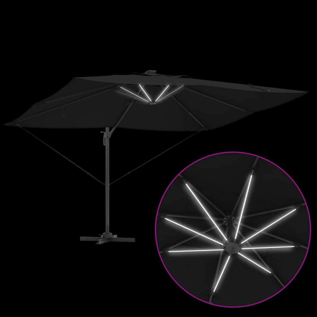 vidaXL Parasol plażowy Czarny 352 x 251 x 265 cm Poliester i aluminium
