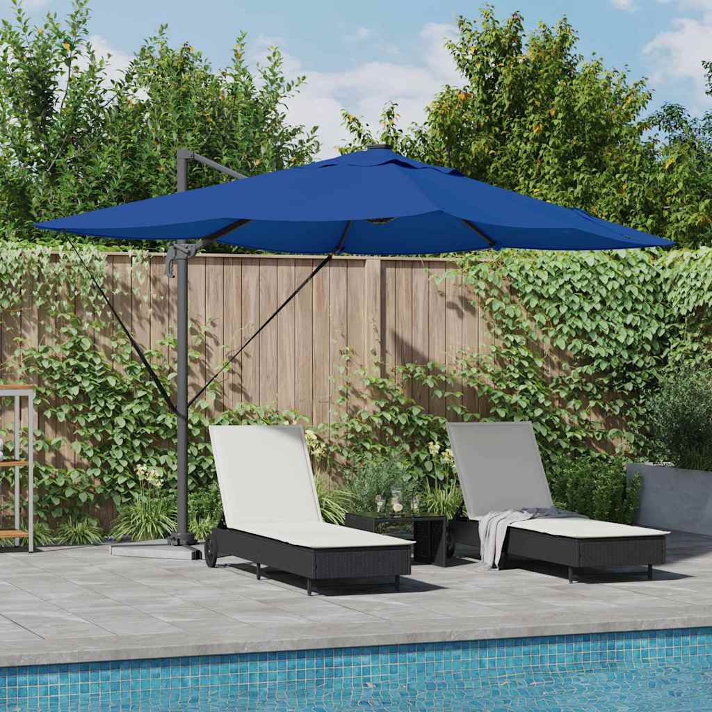 vidaXL Parasol plażowy Ze LED Lights Niebieski azur 352 x 251 x 265 cm