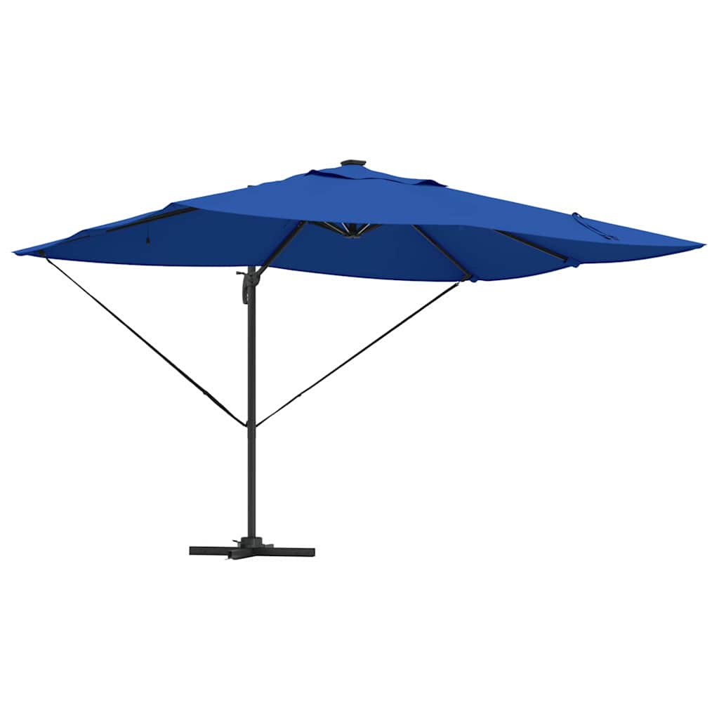 vidaXL Parasol plażowy Ze LED Lights Niebieski azur 352 x 251 x 265 cm
