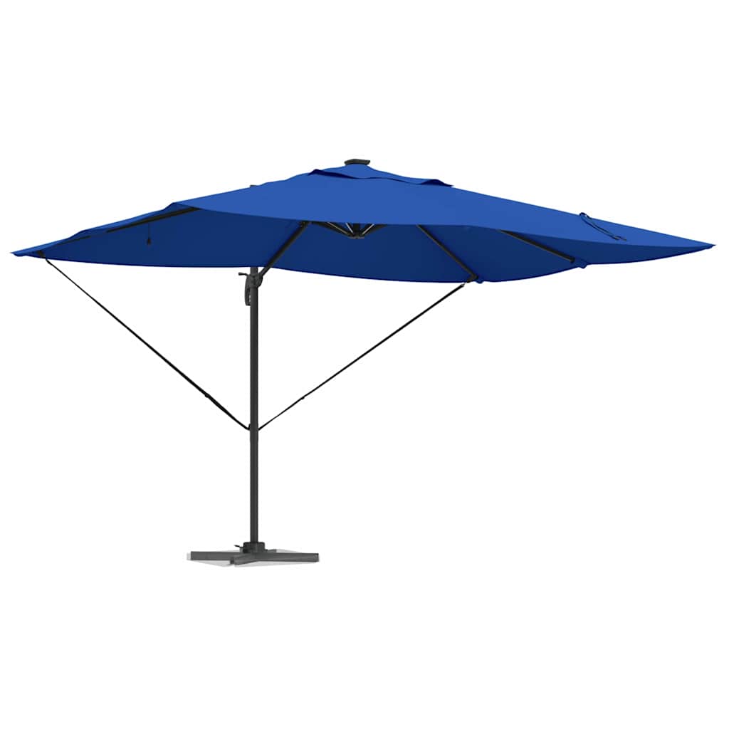 vidaXL Parasol plażowy Ze LED Lights Niebieski azur 352 x 251 x 265 cm