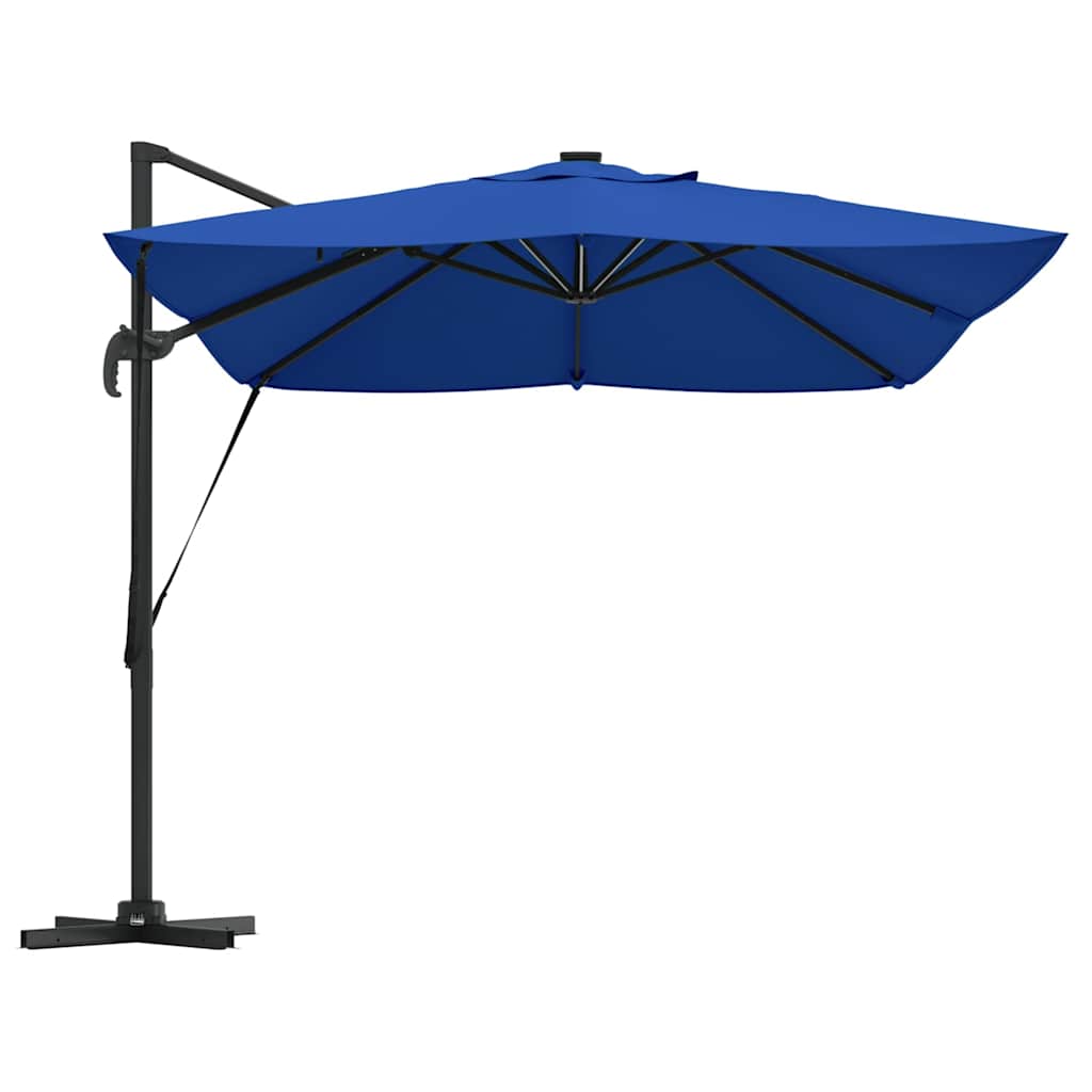 vidaXL Parasol plażowy Ze LED Lights Niebieski azur 352 x 251 x 265 cm