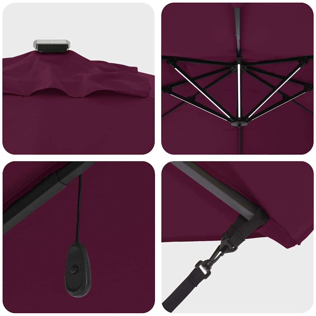 vidaXL Parasol plażowy Z blokadą Bordeaux Czerwony 352 x 251 x 265 cm