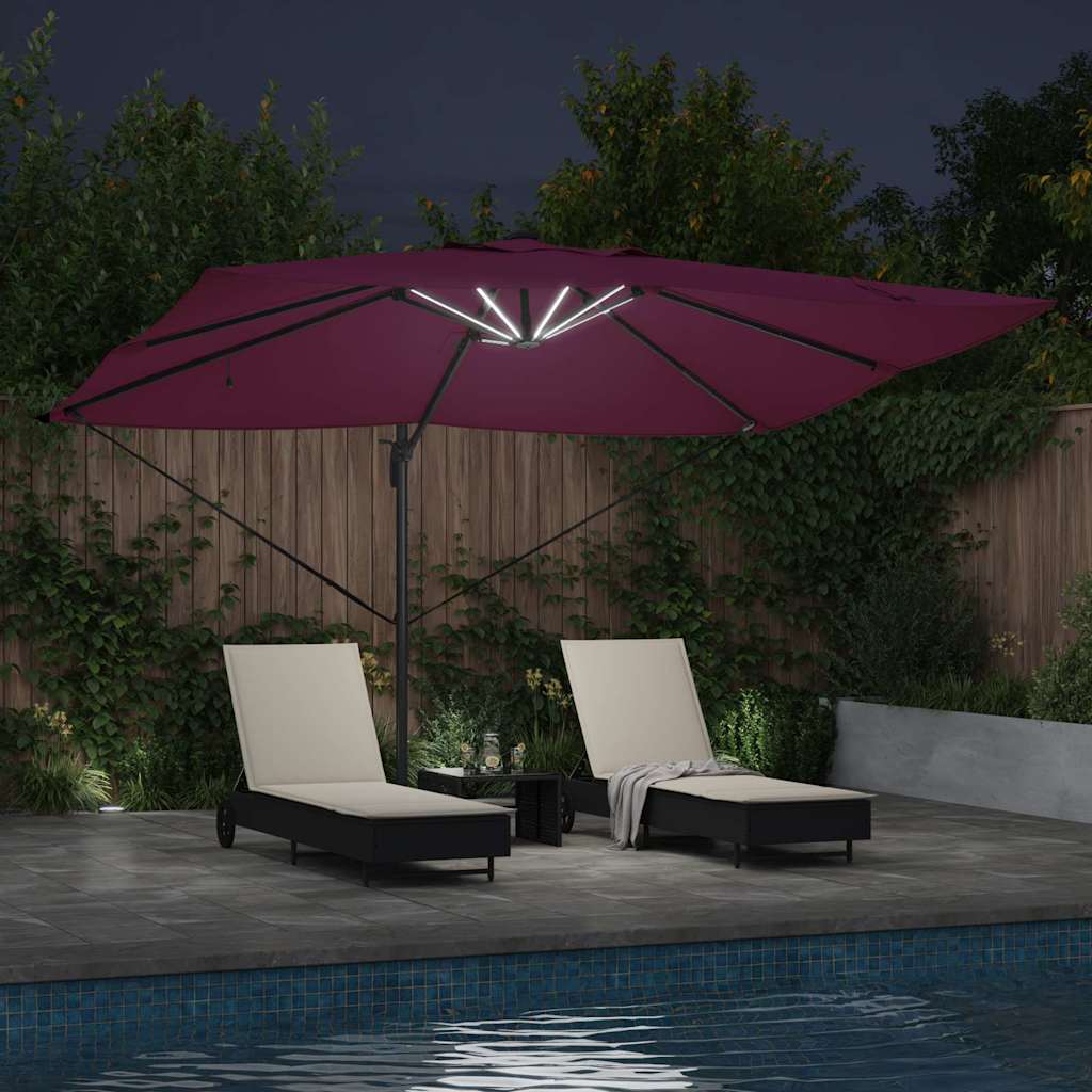 vidaXL Parasol plażowy Z blokadą Bordeaux Czerwony 352 x 251 x 265 cm