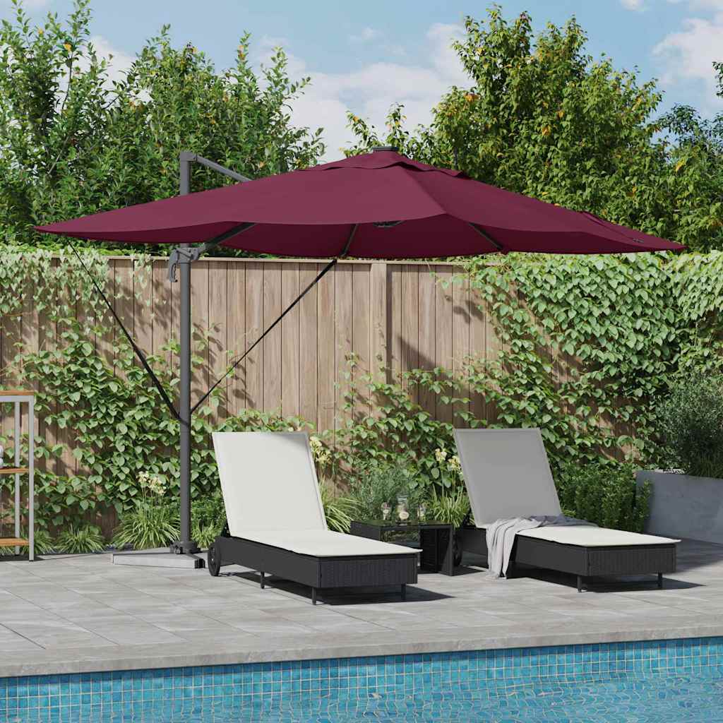 vidaXL Parasol plażowy Z blokadą Bordeaux Czerwony 352 x 251 x 265 cm