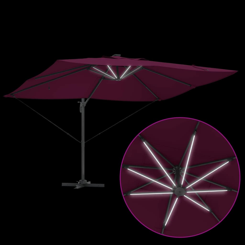 vidaXL Parasol plażowy Z blokadą Bordeaux Czerwony 352 x 251 x 265 cm
