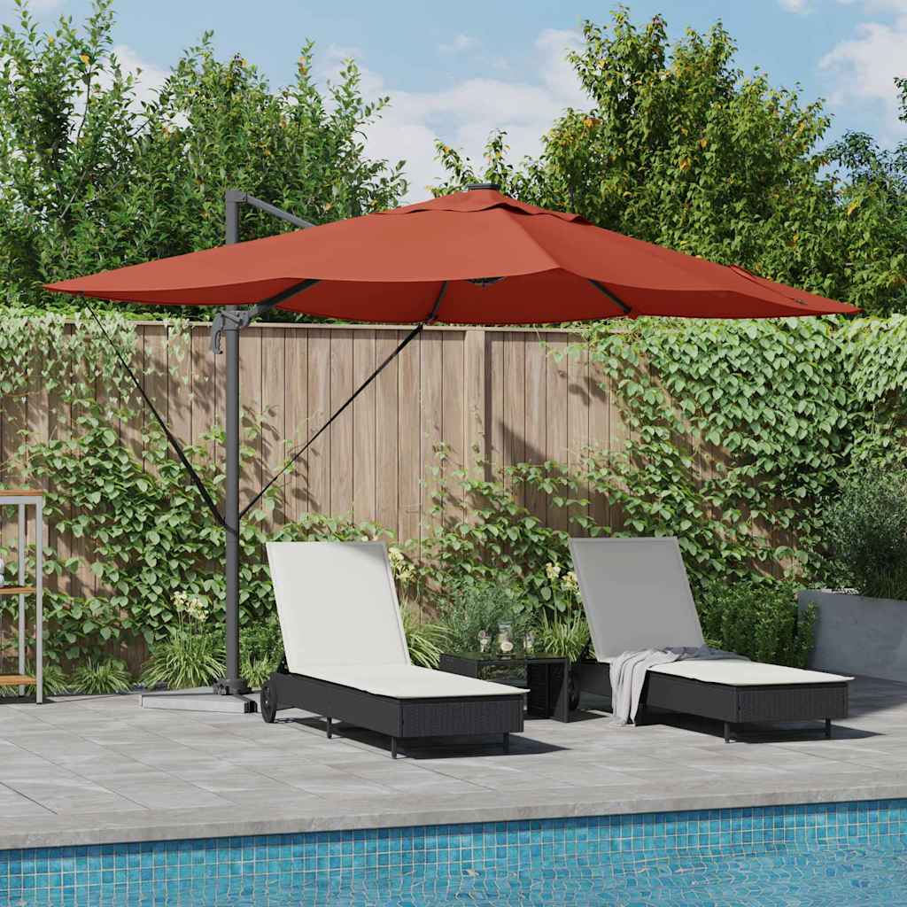 vidaXL Parasol plażowy Ze LED Lights terakota 352 x 251 x 265 cm