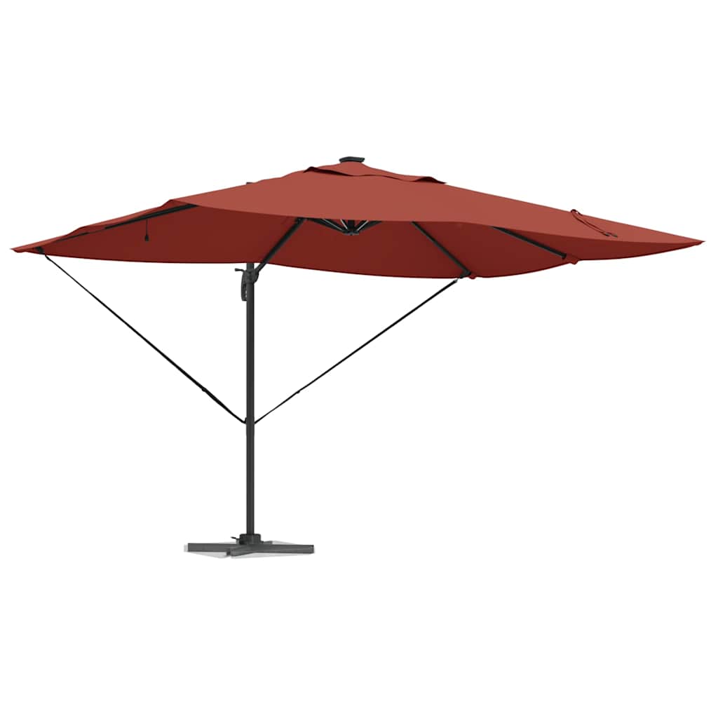vidaXL Parasol plażowy Ze LED Lights terakota 352 x 251 x 265 cm