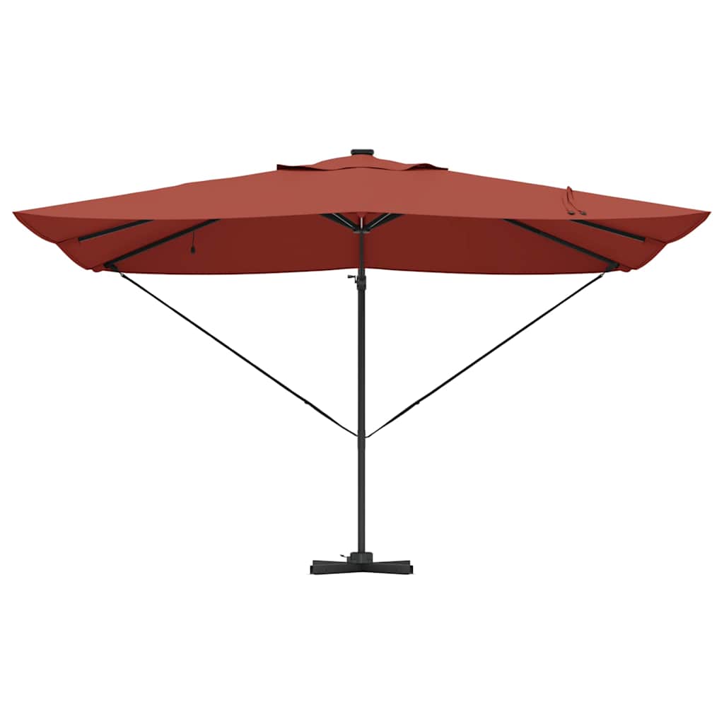 vidaXL Parasol plażowy Ze LED Lights terakota 352 x 251 x 265 cm