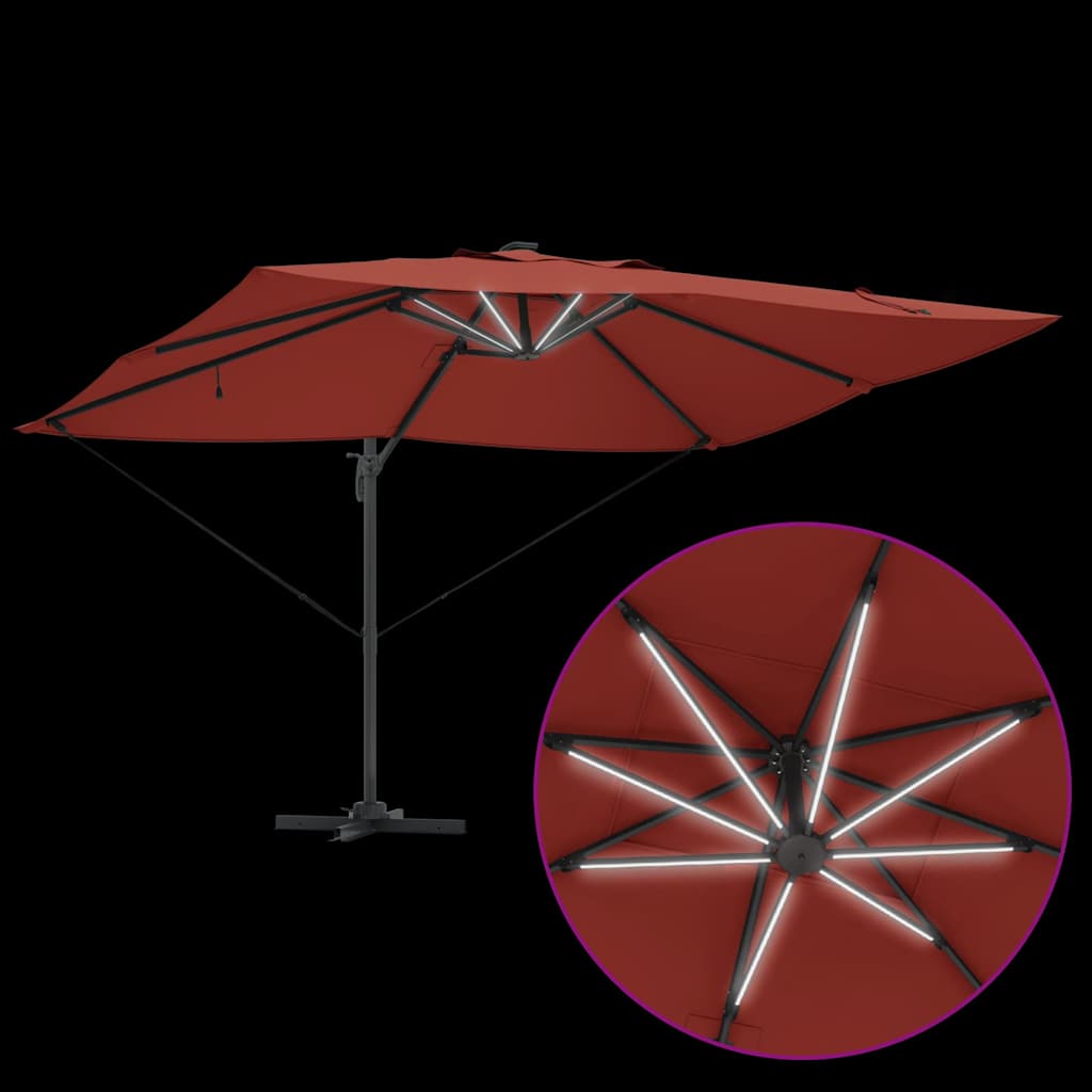 vidaXL Parasol plażowy Ze LED Lights terakota 352 x 251 x 265 cm