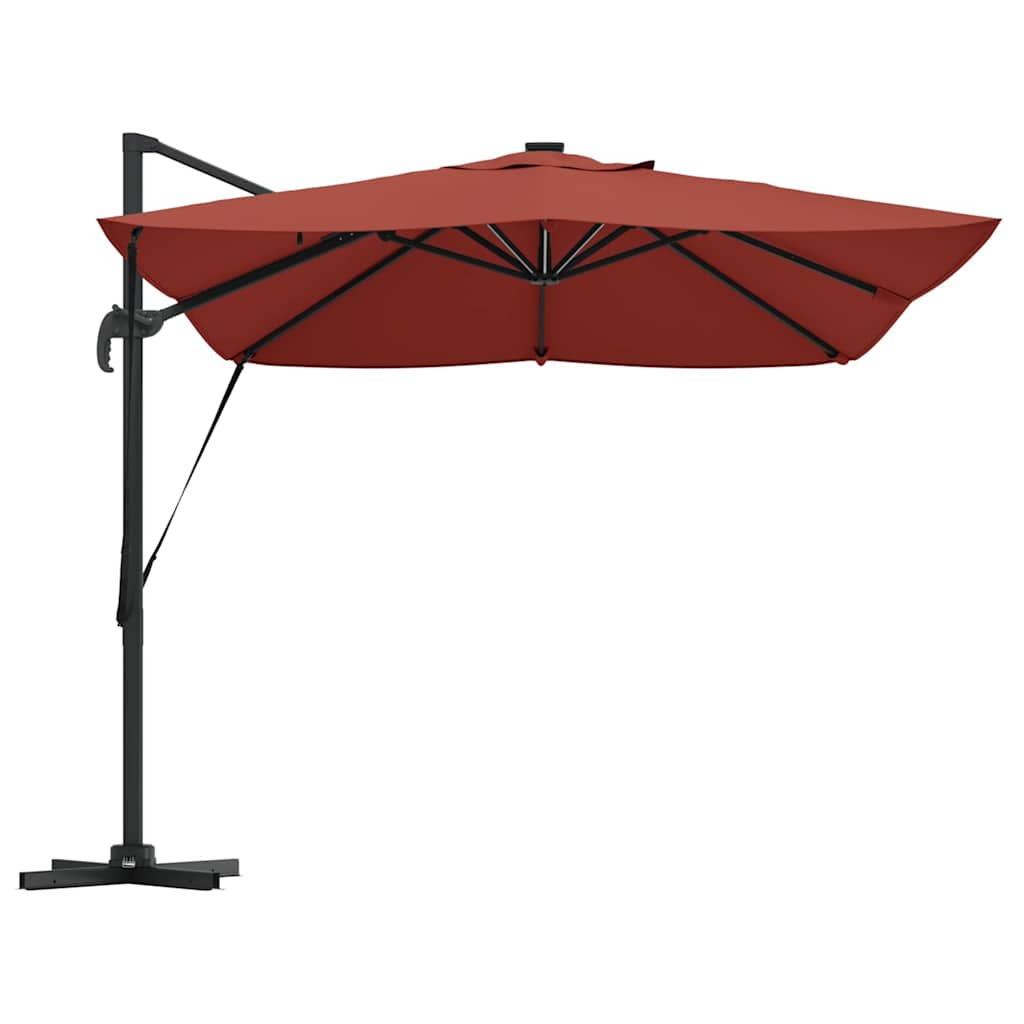 vidaXL Parasol plażowy Ze LED Lights terakota 352 x 251 x 265 cm