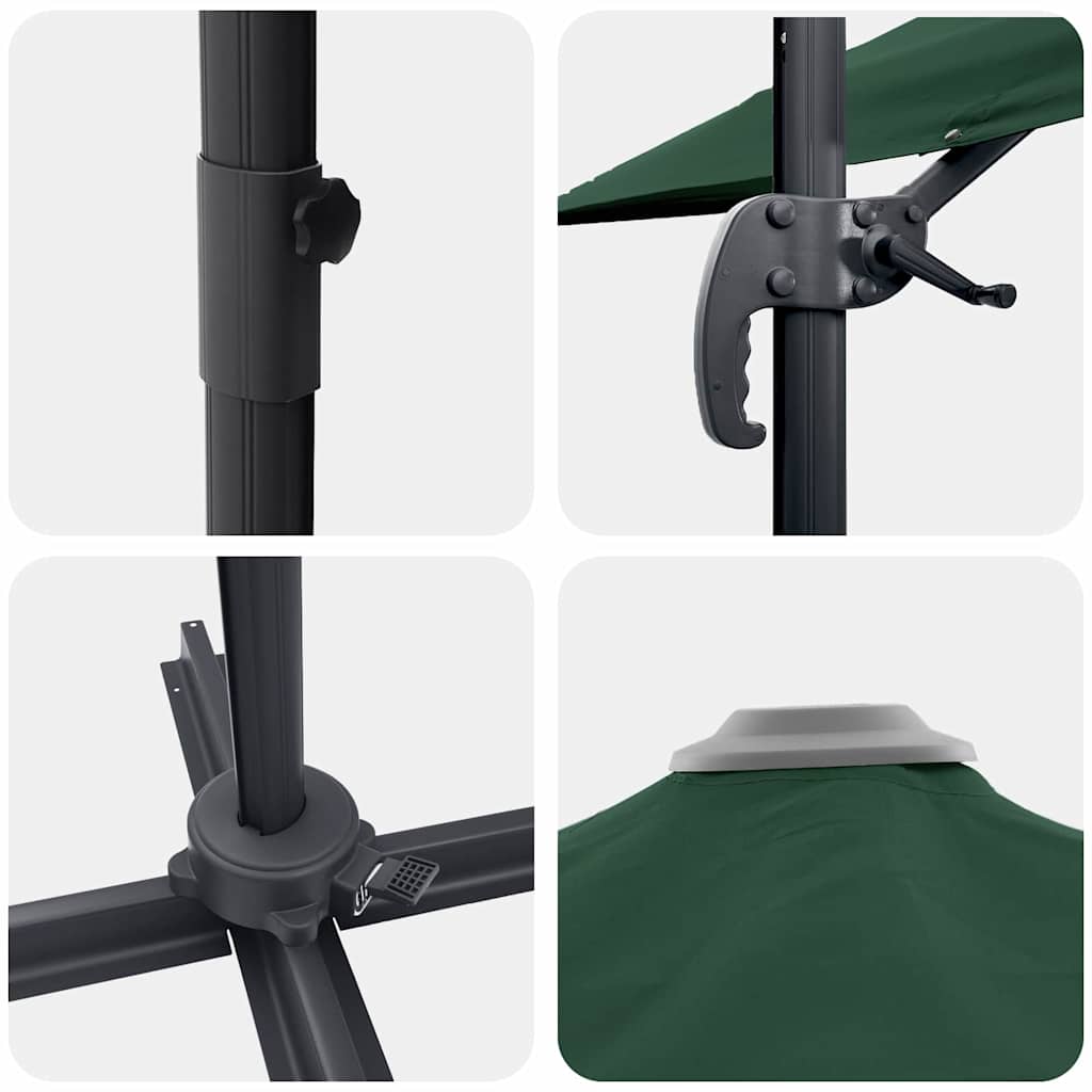 vidaXL Parasol Roma Zielony 286 x 284 x 265 cm Aluminium i Poliester