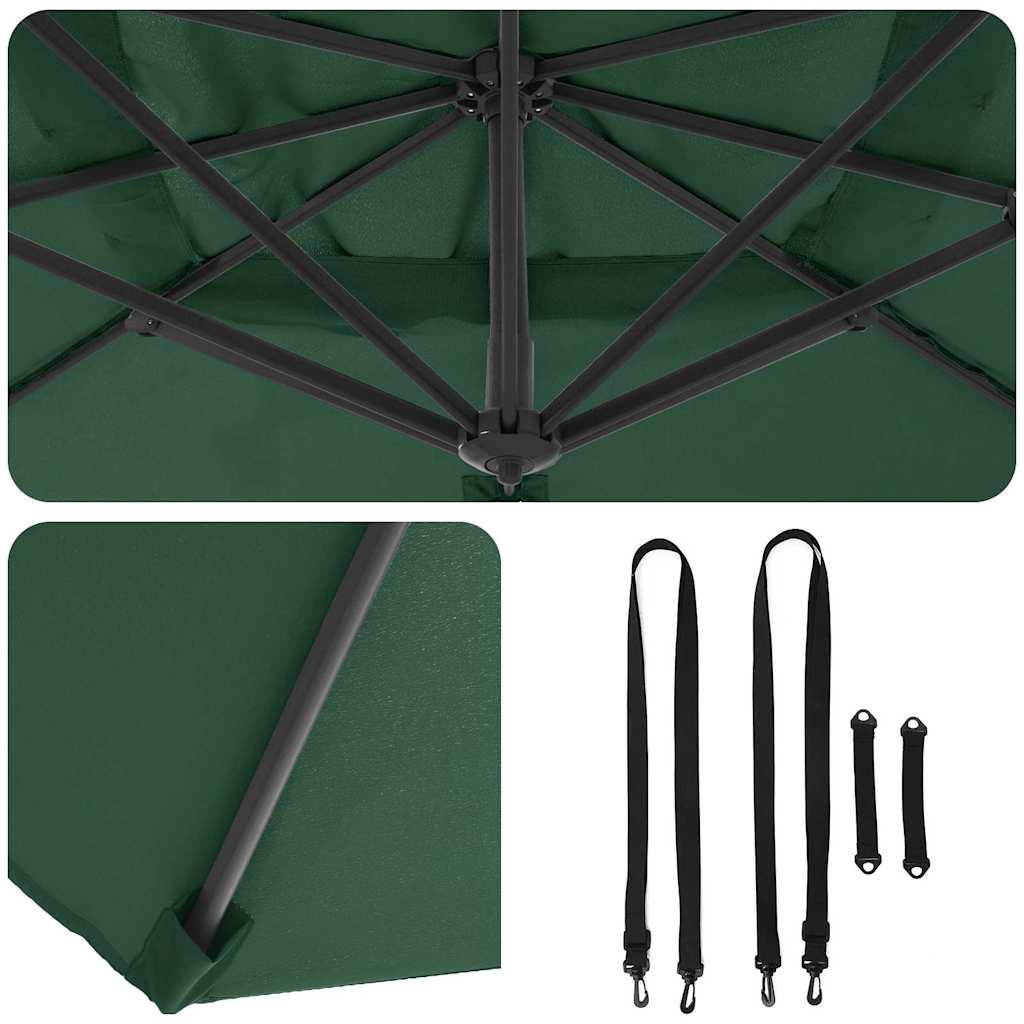 vidaXL Parasol Roma Zielony 286 x 284 x 265 cm Aluminium i Poliester