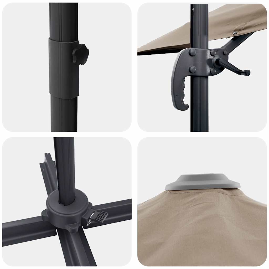 vidaXL Parasol Roma Ciemnoszary 286 x 284 x 265 cm