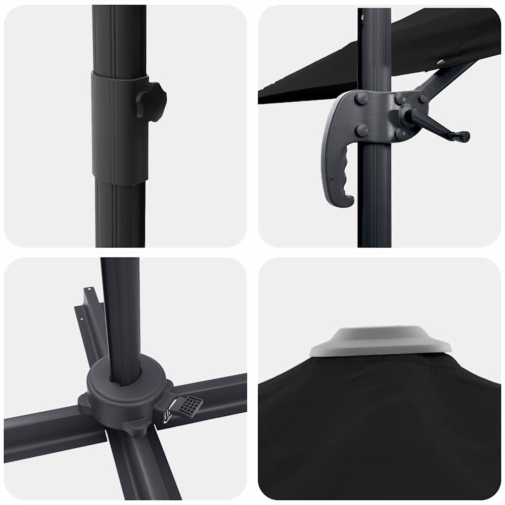vidaXL Parasol Roma Czarny 286 x 284 x 265 cm Aluminium i Poliester