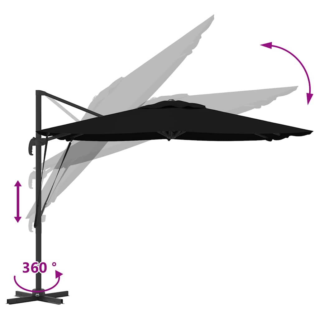 vidaXL Parasol Roma Czarny 286 x 284 x 265 cm Aluminium i Poliester