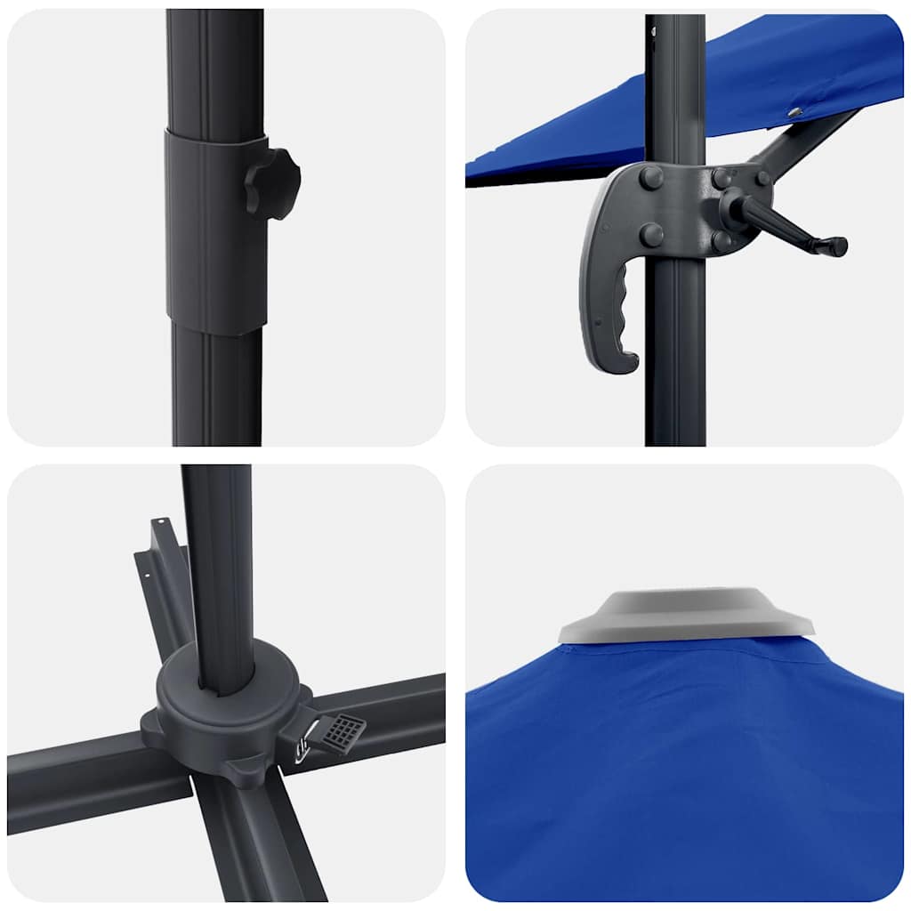 vidaXL Parasol Roma Niebieski 286 x 284 x 265 cm Aluminium i Poliester