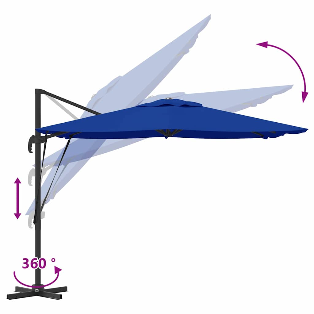 vidaXL Parasol Roma Niebieski 286 x 284 x 265 cm Aluminium i Poliester